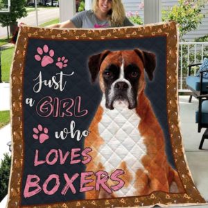 Boxer Just Girl Who Loves Boxers Beautiful Boxer Quilt Blanket Great Customized Blanket Gifts For Birthday Christmas Thanksgiving Anniversary