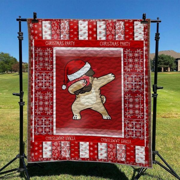 Pug Dog Drawing Dab Red White Background Christmas Quilt Blanket Great Customized Blanket Gifts For Birthday Christmas Thanksgiving Anniversary