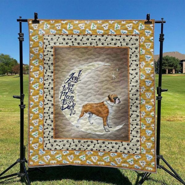 Boxer Dog I Love You To The Moon And Back Quilt Blanket Great Customized Blanket Gifts For Birthday Christmas Thanksgiving