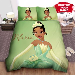 Personalized Disney Princess Tiana In Glorious Dress Bed Sheet Spread Duvet Cover Bedding Sets