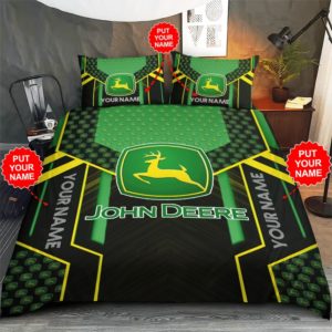 Personalized Custom Name John Deere Tractor Bed Sheets Bedspread Duvet Cover Bedding Set