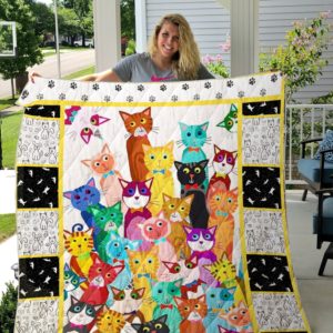 Mutiple Colorful Cats Quilt Blanket Great Customized Blanket Gifts For Birthday Christmas Thanksgiving